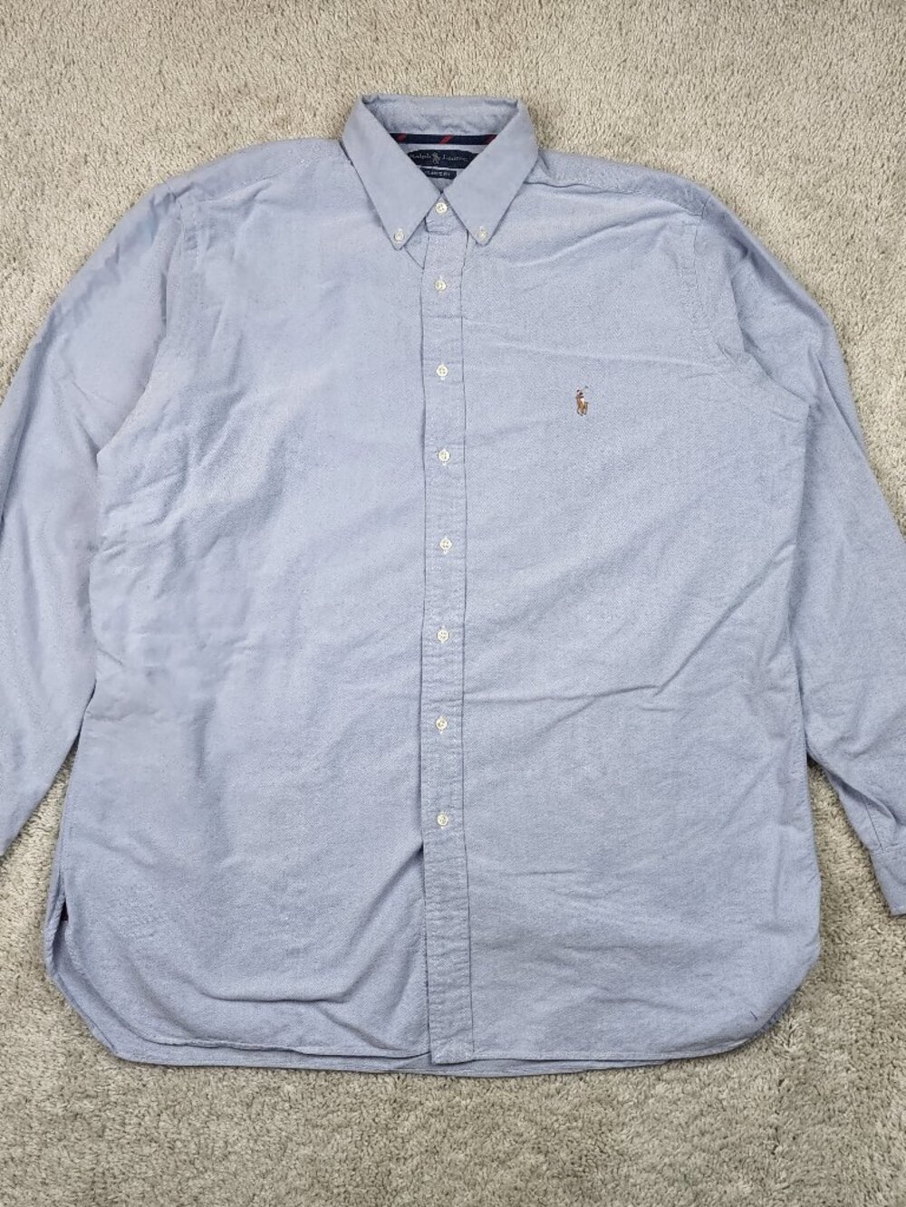 Polo Ralph Lauren Long Sleeve Button Up Pony Blue Solid Sz XL Tall Y2K USA VTG